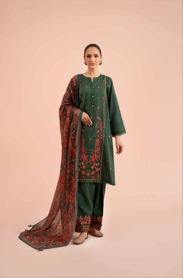 NISHAT UNSTITCHED EMBROIDERED CAMBRIC 3PC