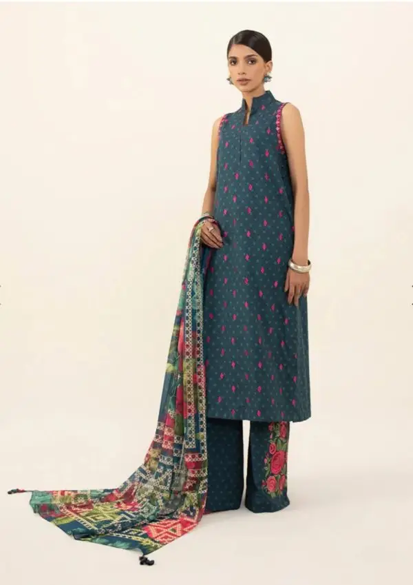 SAPPHIRE UNSTITCHED EMBROIDERED CAMBRIC 3PC