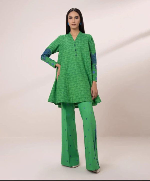 SAPPHIRE UNSTITCHED EMBROIDERED COTTON JACQUARD 2PC